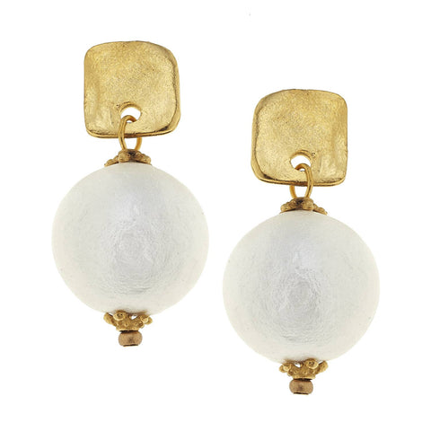 Susan Shaw - Gold Posts with Cotton Pearl Earrings