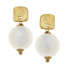 Susan Shaw - Gold Posts with Cotton Pearl Earrings
