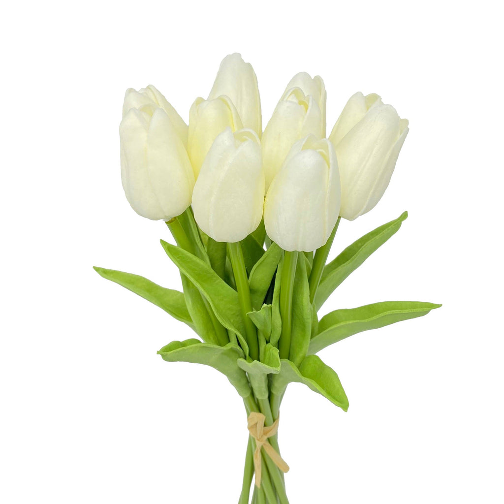 White Real Touch Tulip Bunch