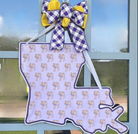 Louisiana Shape Tiger Door Hanger