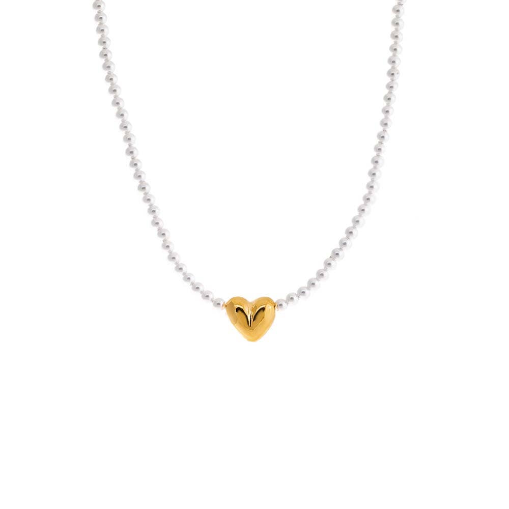 Puffy Heart X Pearl Necklace