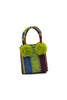Straw Mini Bag with Pompom Accent