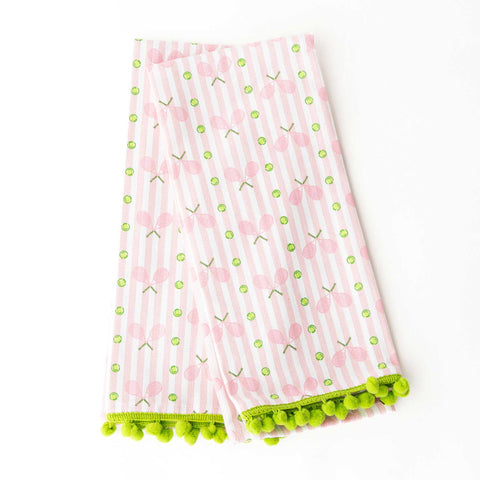 Pink Tennis Stripe Pom-Pom Kitchen Towel Set