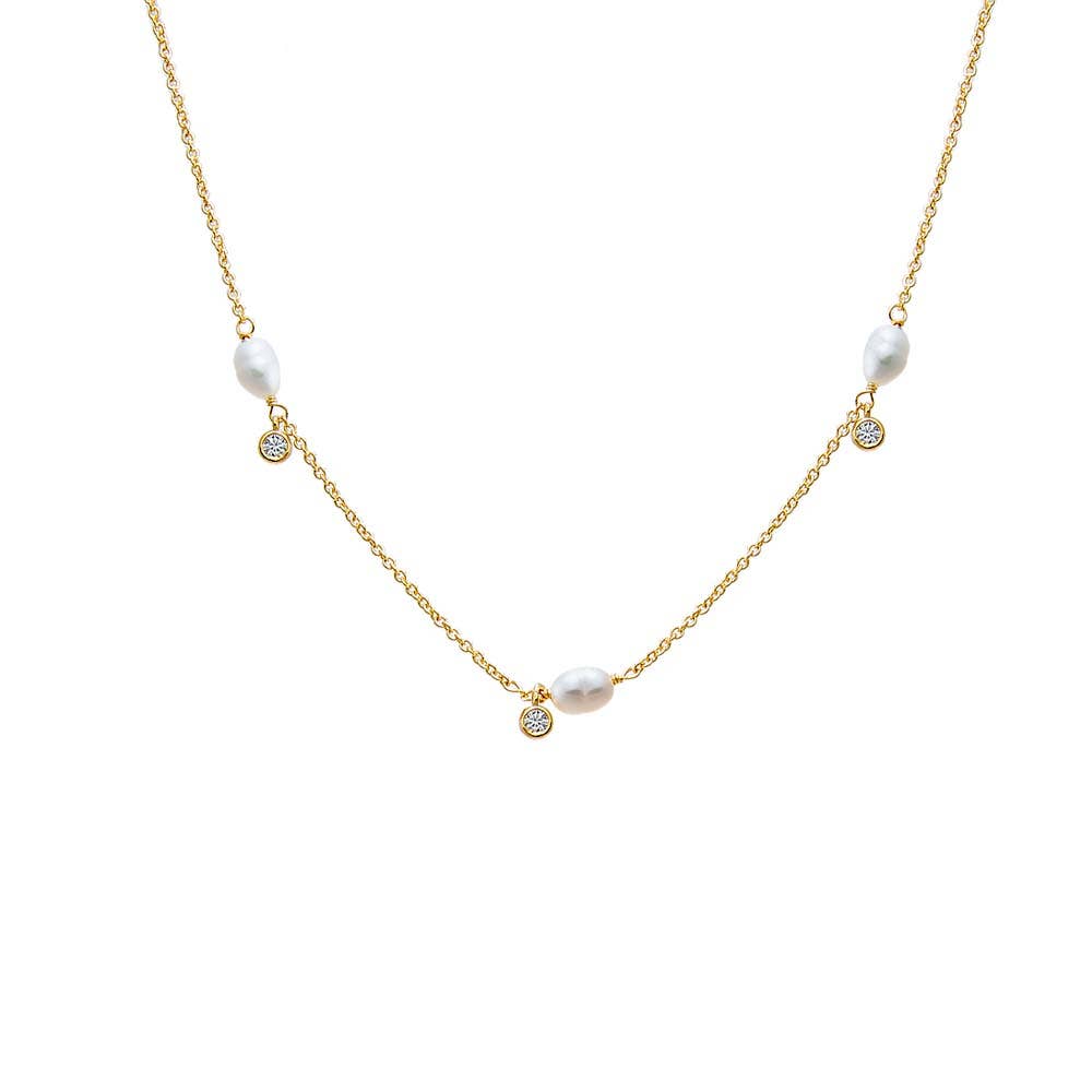 Dainty Pearl X CZ Necklace