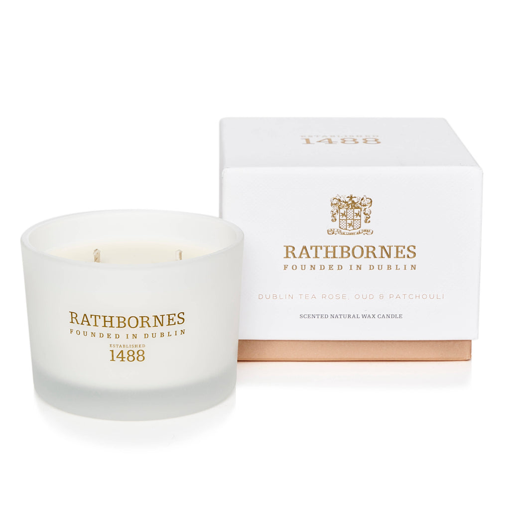 Rathbornes 1488 - Dublin Tea Rose, Oud & Patchouli Scented Classic Candle