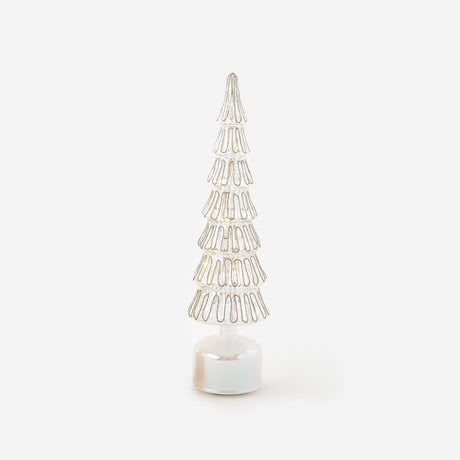 Lighted Silver Glass Tinsel Tree