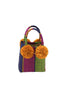 Straw Mini Bag with Pompom Accent