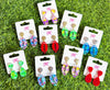 Red and Blue Art Petite Football Dangle Earrings