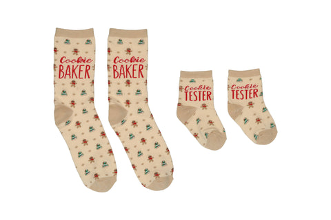 “Cookie Baker & Tester Christmas” Parent & Baby Sock Set