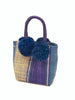 Straw Mini Bag with Pompom Accent