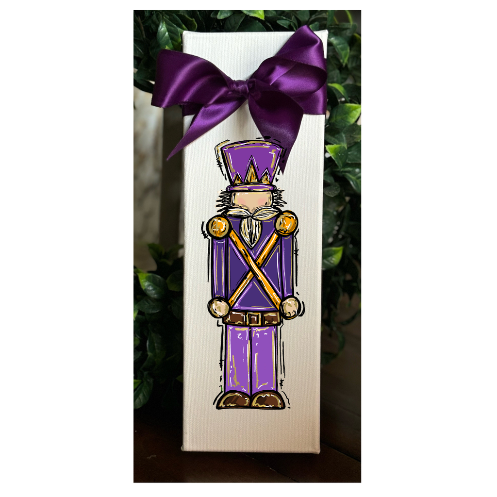 Whimsical Purple & Gold Christmas Nutcracker Canvas Art