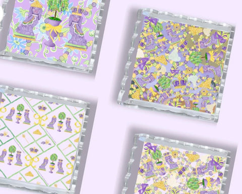 Mardi Party Scalloped Acrylic Tray