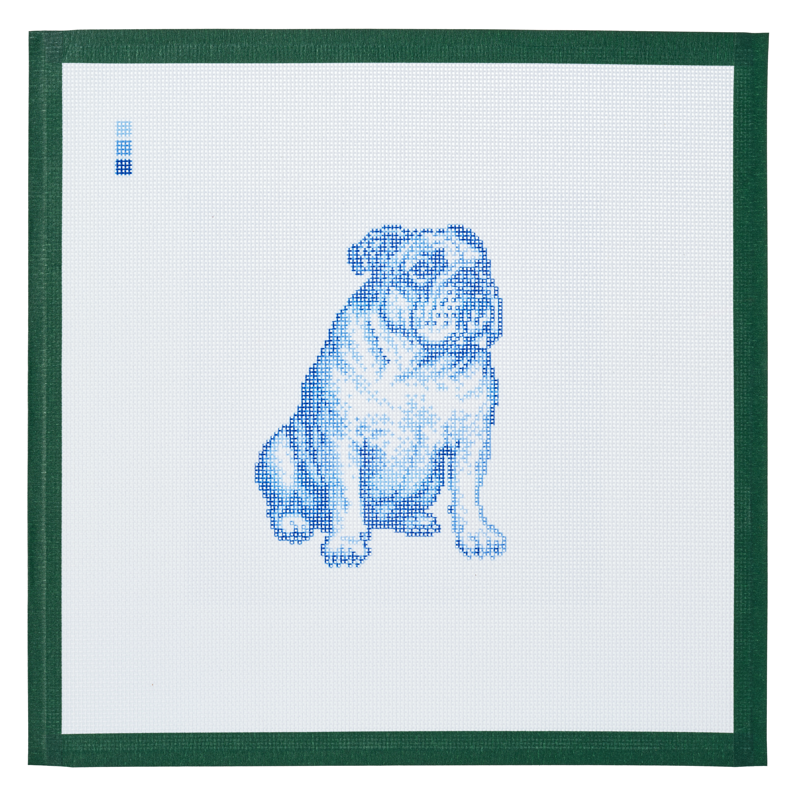 English Bulldog in Toile Needlepoint Kit