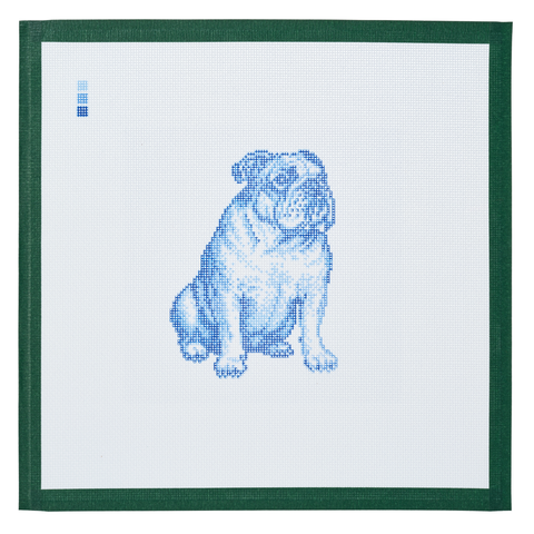 English Bulldog in Toile Needlepoint Kit