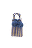 Straw Mini Bag with Pompom Accent