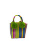 Straw Mini Bag with Pompom Accent