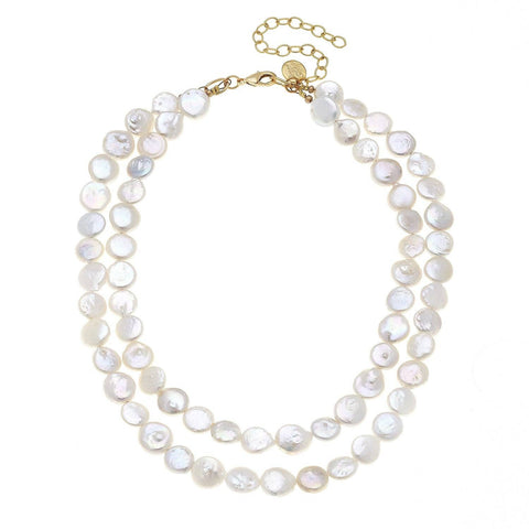 Susan Shaw - Double Strand Coin Pearl Necklace