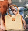 Straw HandBag with Leather Handles