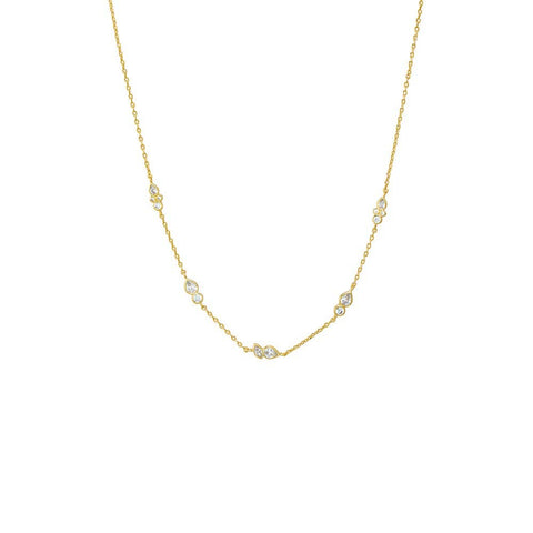 Multi Double CZ Bezel Charm Necklace