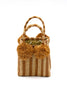 Straw Mini Bag with Pompom Accent