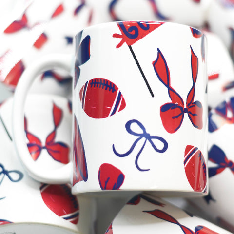 Red and Blue Football Coquette Ceramic Mug