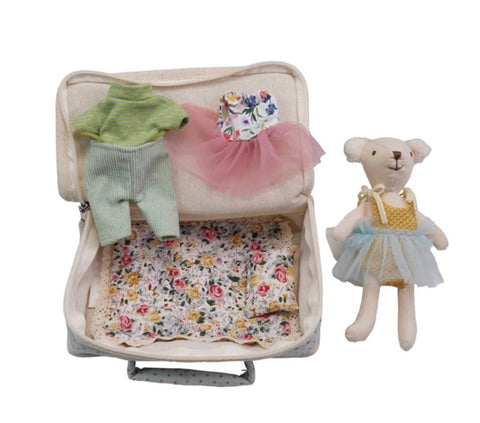 Plush Bear with Fabric Suitcase