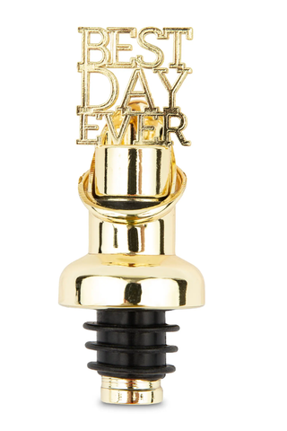 Gold Metal Wine Bottle Stopper & Pourer - Best Day Ever
