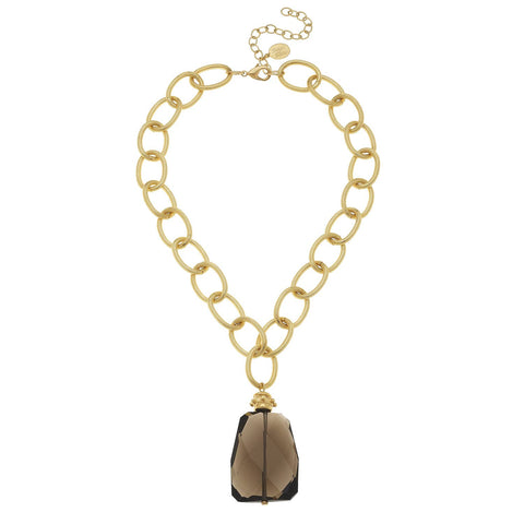 Susan Shaw - Gold Chain with Smokey Quartz Necklace