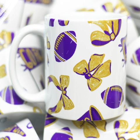 Purple and Gold Coquette Football Ceramic Mug