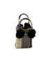 Straw Mini Bag with Pompom Accent