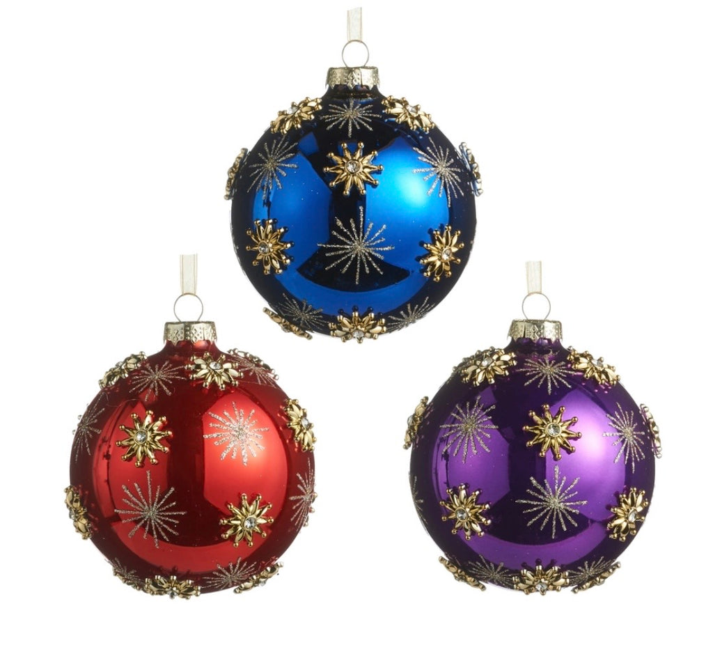 Gold Snowlake Multicolor Glass Ornament