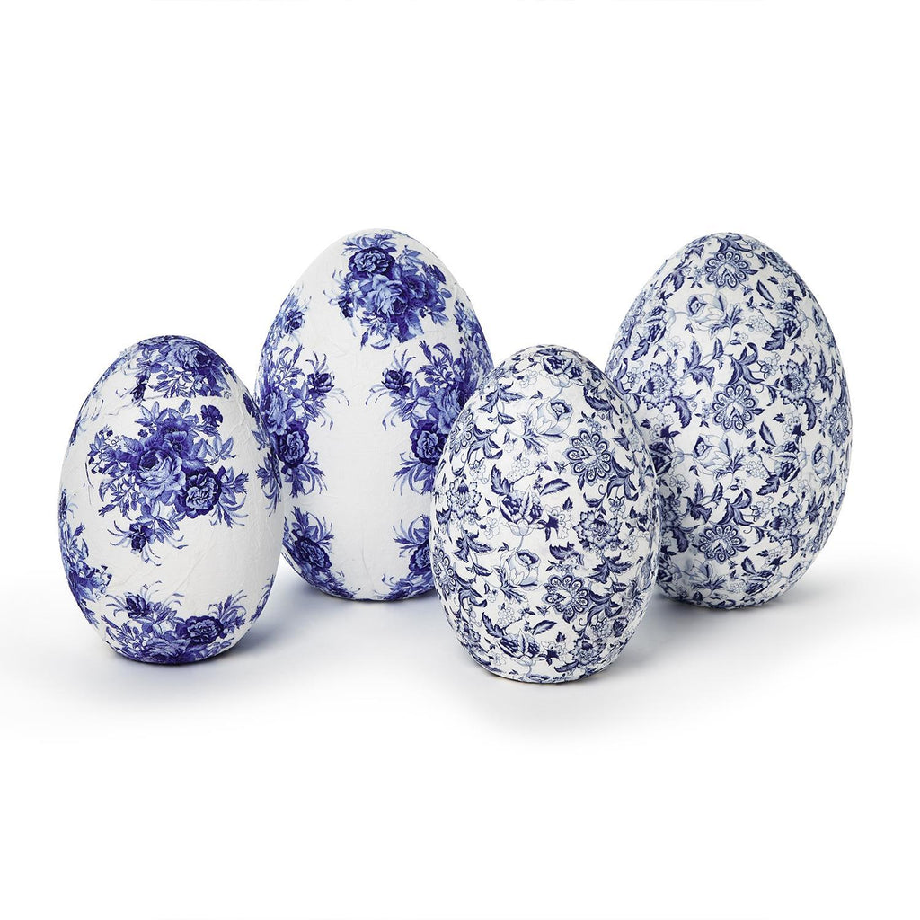 Blue & White Paper Mache Eggs