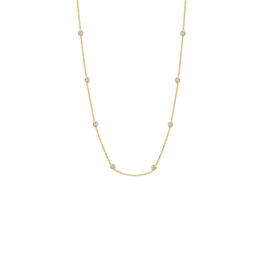 CZ Bezel Station Necklace