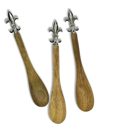 Fleur De Lis Wooden Serving Spoon