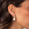 Pave X Drop Pearl Square Huggie Earrings
