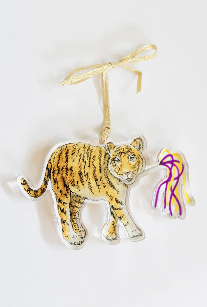 Purple & Gold Acrylic Tiger Art Ornament