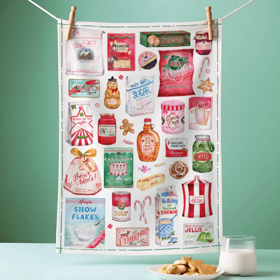 Santa's Pantry Christmas Tea Towel