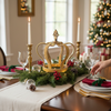 Hand-Beaded Metal Crown Table Ornament