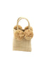 Straw Mini Bag with Pompom Accent