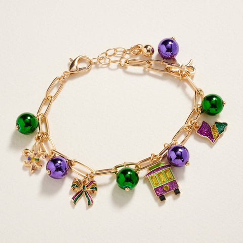 Mardi Gras Charm Bead Bracelet