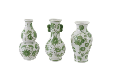 Hand Painted Green & White Vase