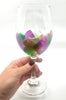 Mardi Gras Hand Painted Stemmed Wine Glass