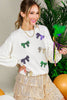 Bow Embroidered Knitted Sweater