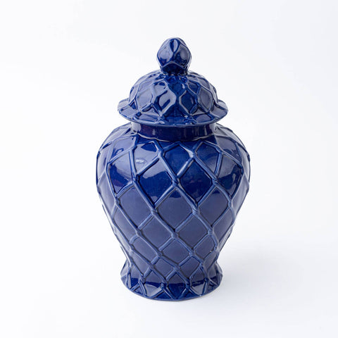 Navy Textured Large Ginger Jar