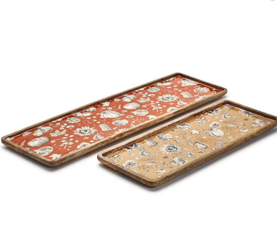 Autumn Soirée Mango Wood & Enamel Tray