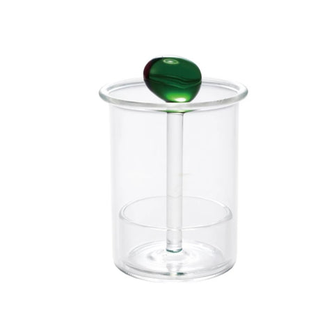 Olive Adorned Glass Toothpick Holder