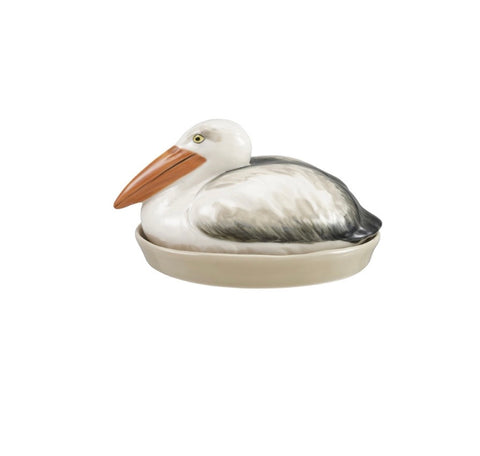 Stoneware Pelican Butter Dish