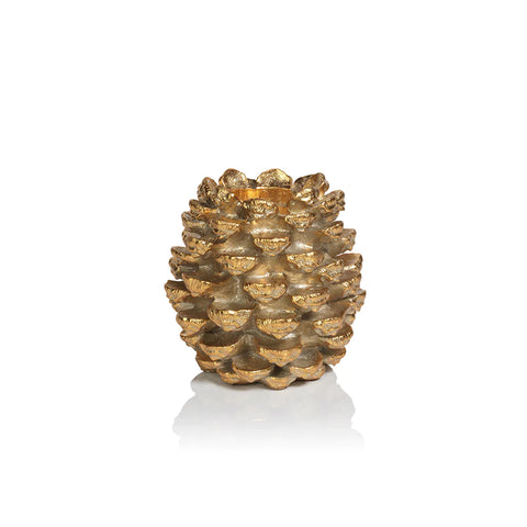 Golden Pinecone Pillar Holder