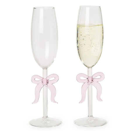 Pink Bow Champagne Glass