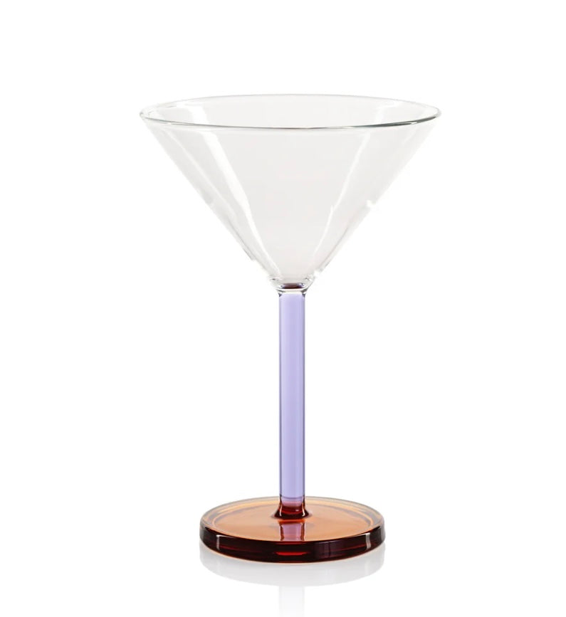 Lilac + Amber Martini Glass